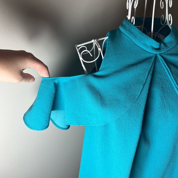 Trina Turk Womens Party Dress Size 2 Blue Amado Cold Shoulder Summer Daytime - Picture 9 of 10